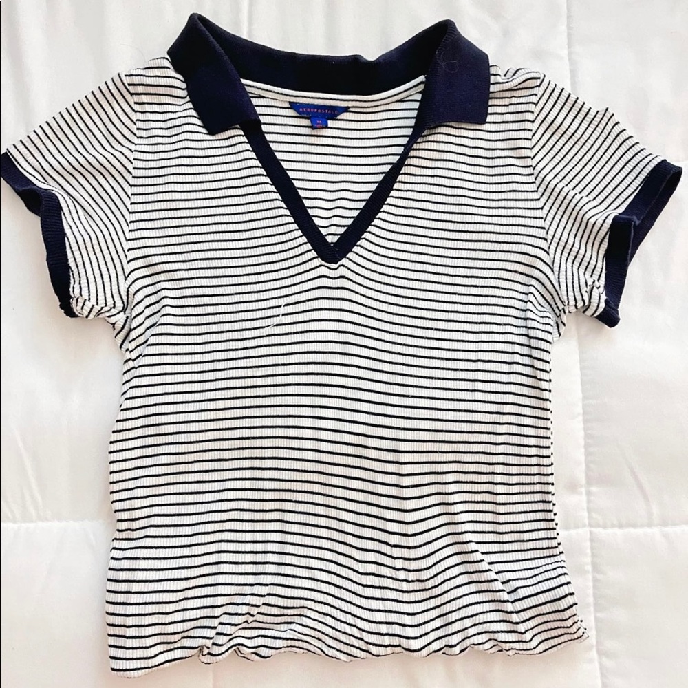 Navy & White Striped Shirt